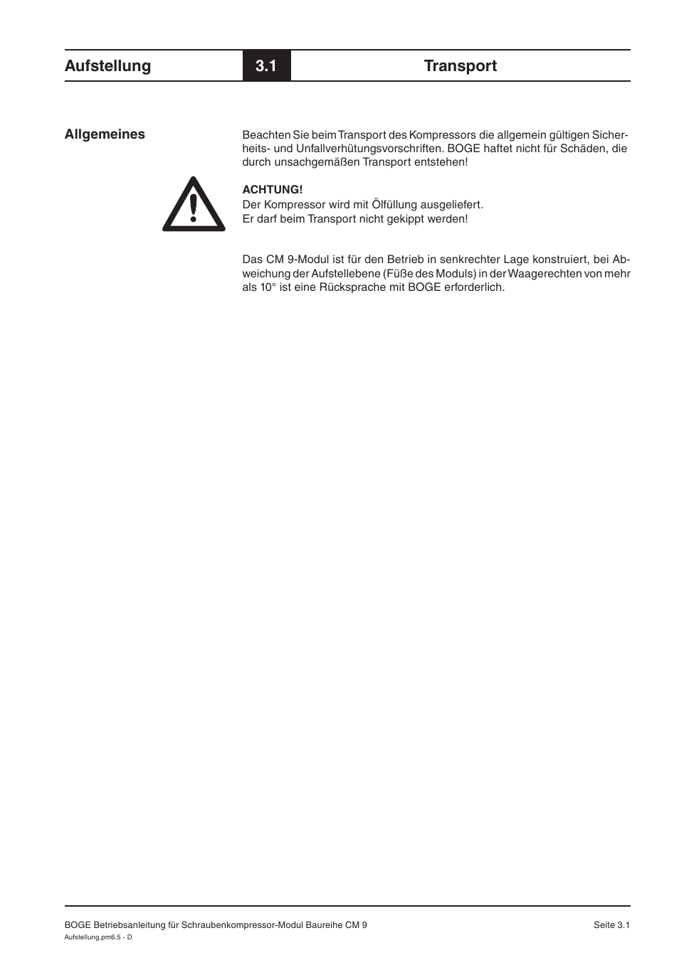 Aufstellung, 1 transport | Karcher HD 7-250 De Tr1 User Manual | Page 22 / 264