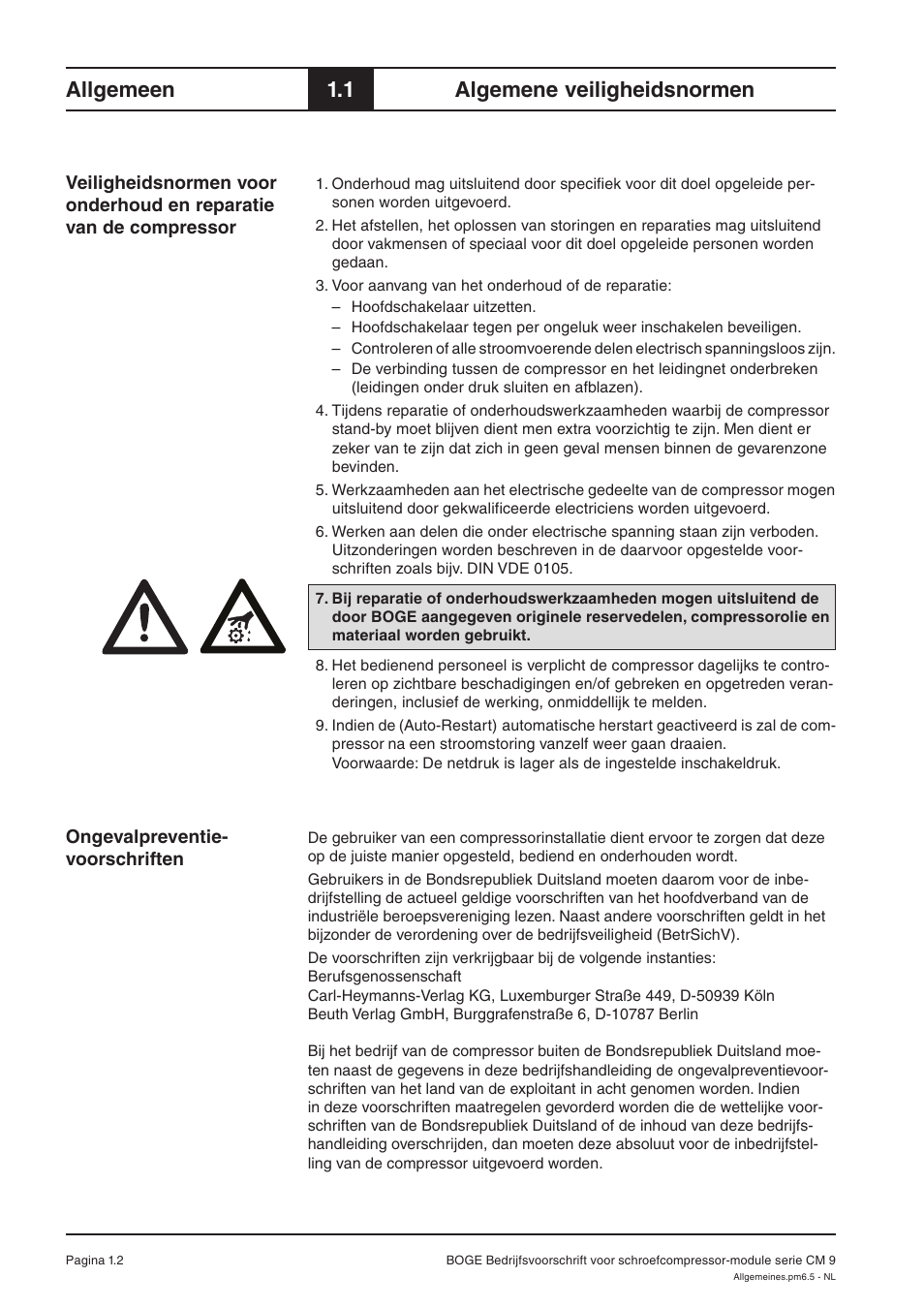 Allgemeen, 1 algemene veiligheidsnormen | Karcher HD 7-250 De Tr1 User Manual | Page 226 / 264