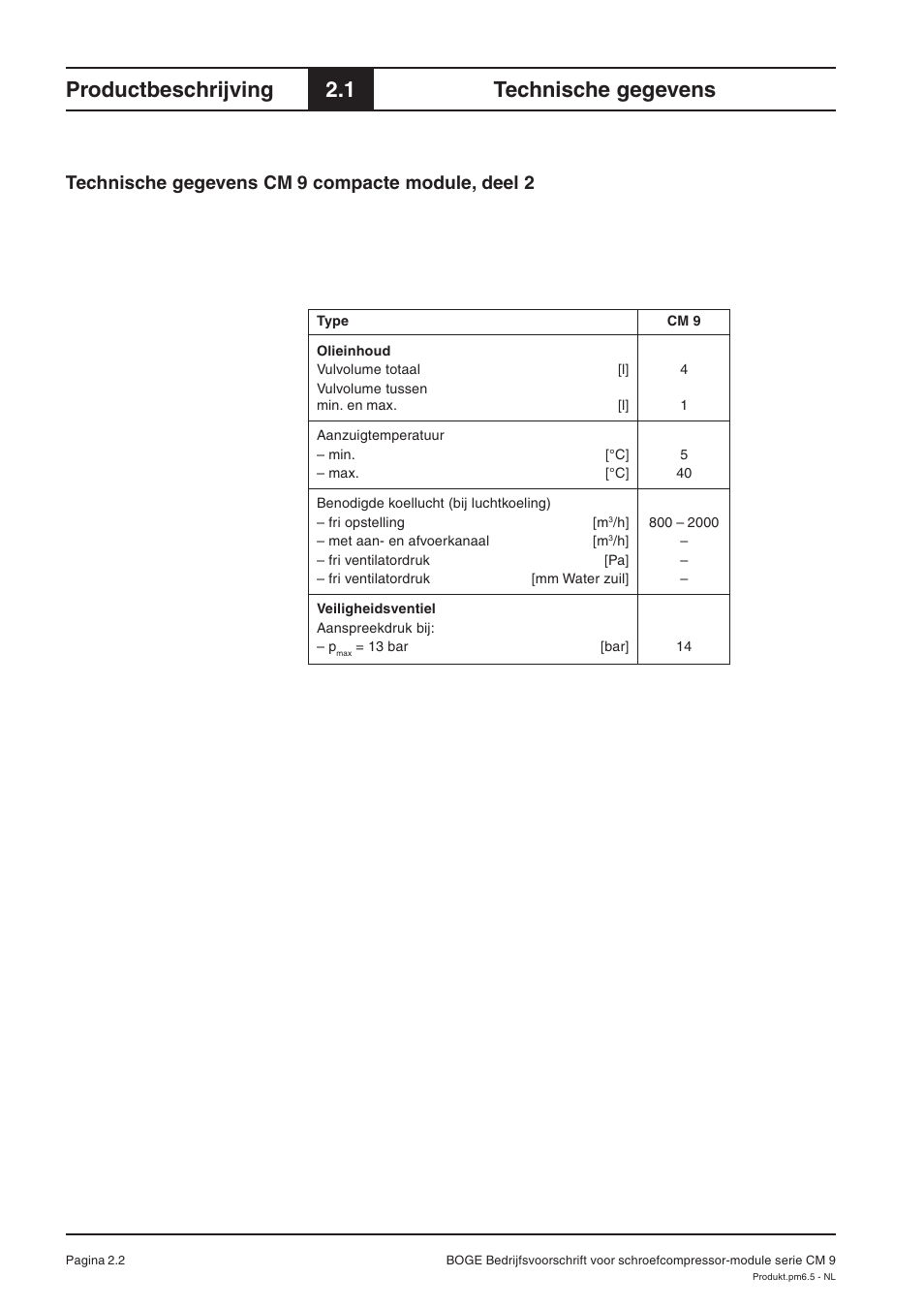 Productbeschrijving, 1 technische gegevens, Technische gegevens cm 9 compacte module, deel 2 | Karcher HD 7-250 De Tr1 User Manual | Page 232 / 264