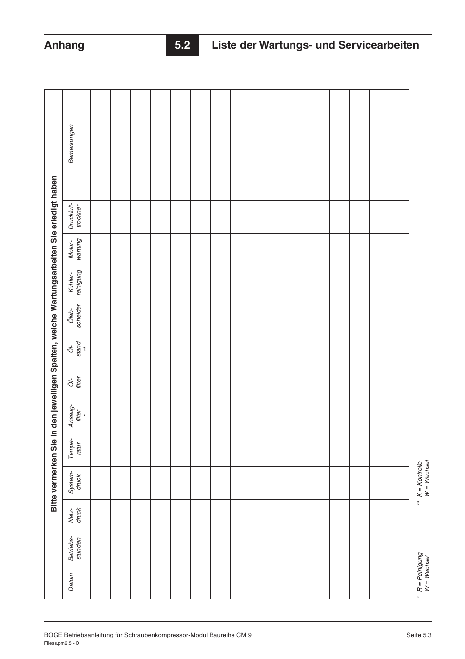 Anhang, 2 liste der wartungs- und servicearbeiten | Karcher HD 7-250 De Tr1 User Manual | Page 44 / 264
