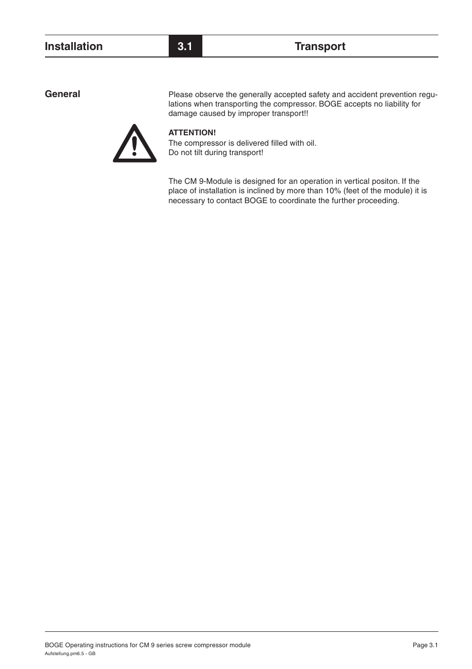 Installation, 1 transport | Karcher HD 7-250 De Tr1 User Manual | Page 65 / 264
