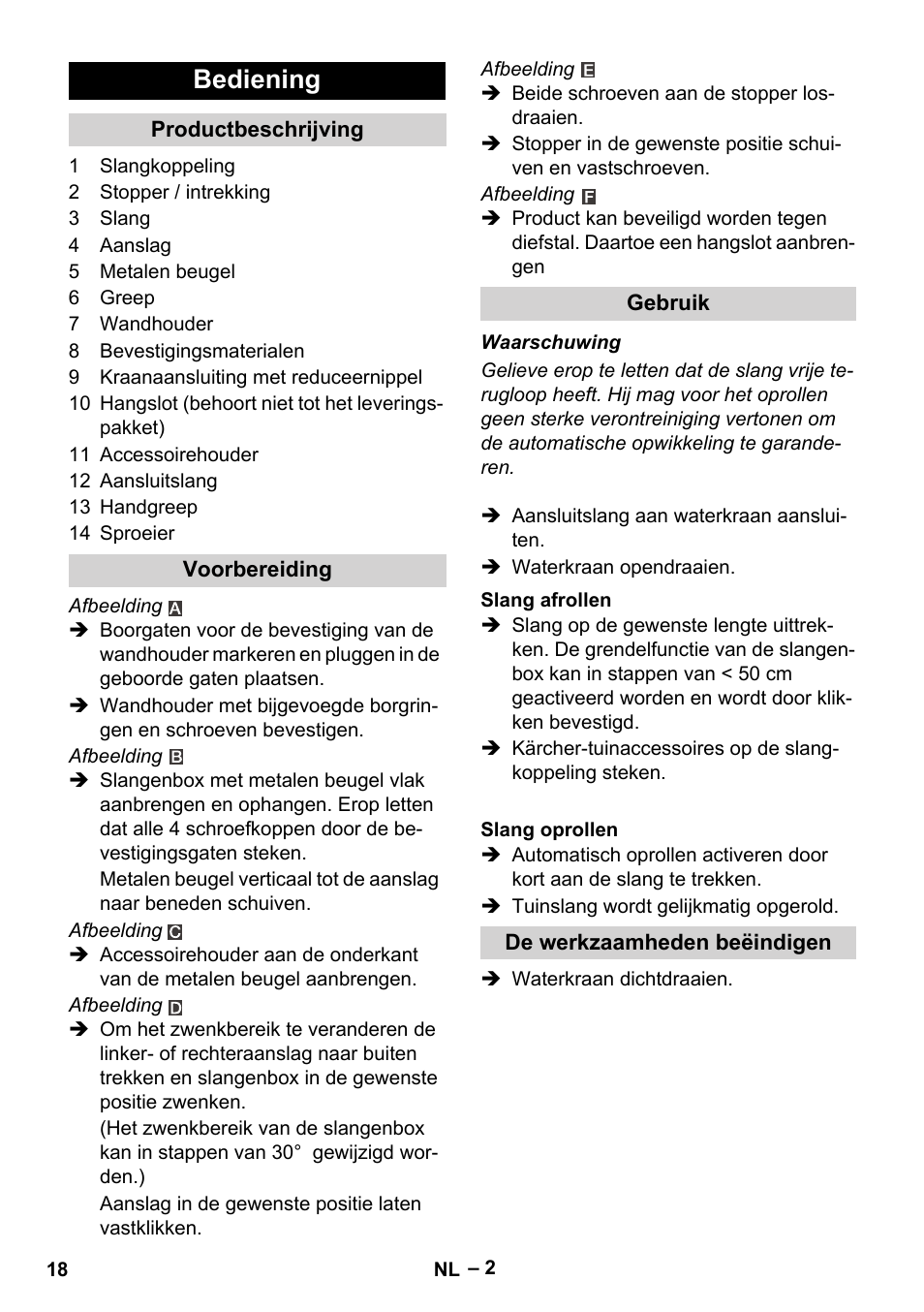 Bediening | Karcher Autoreel User Manual | Page 18 / 90