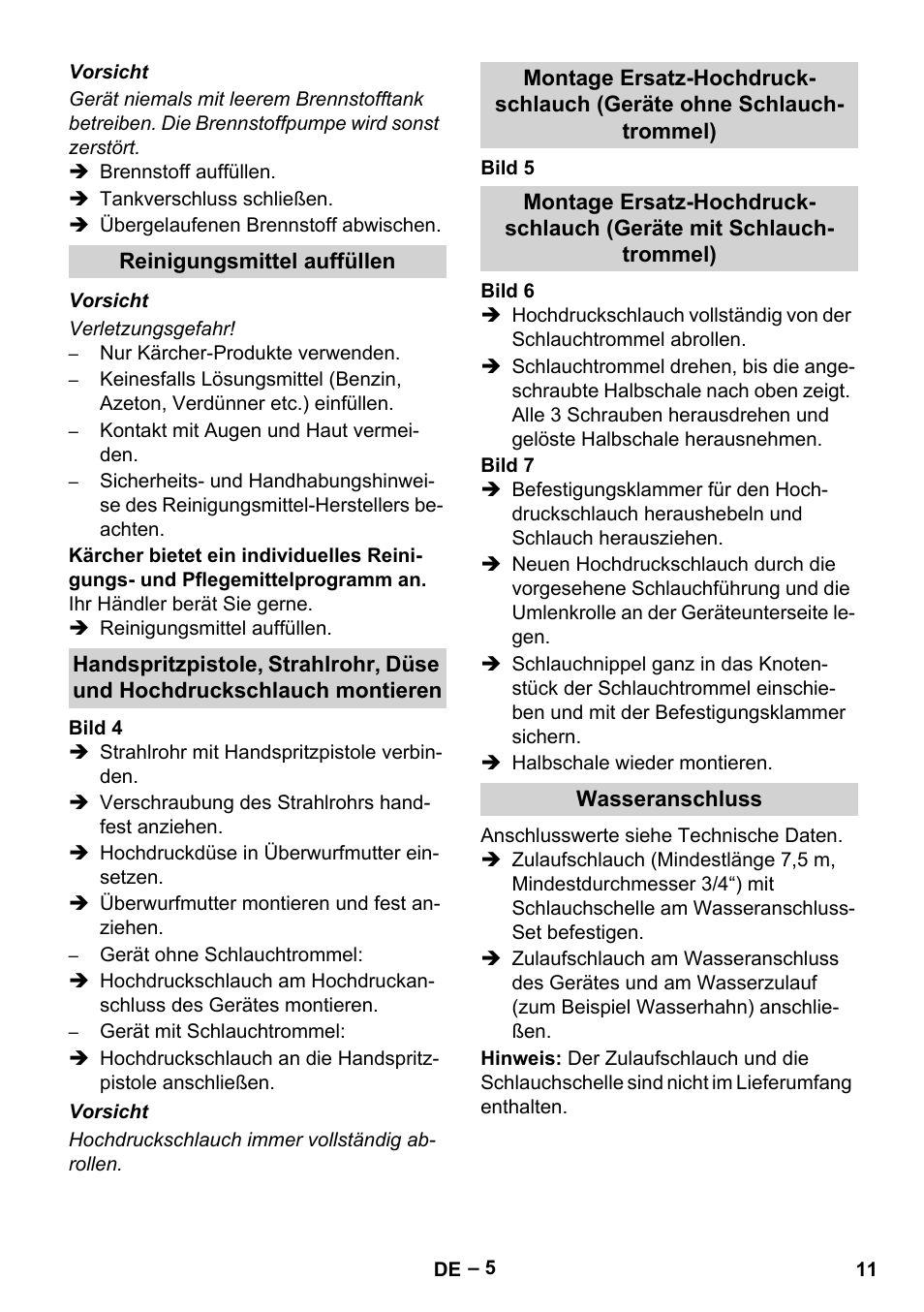 Reinigungsmittel auffüllen, Wasseranschluss | Karcher HDS 13-20-4 SX User Manual | Page 11 / 472