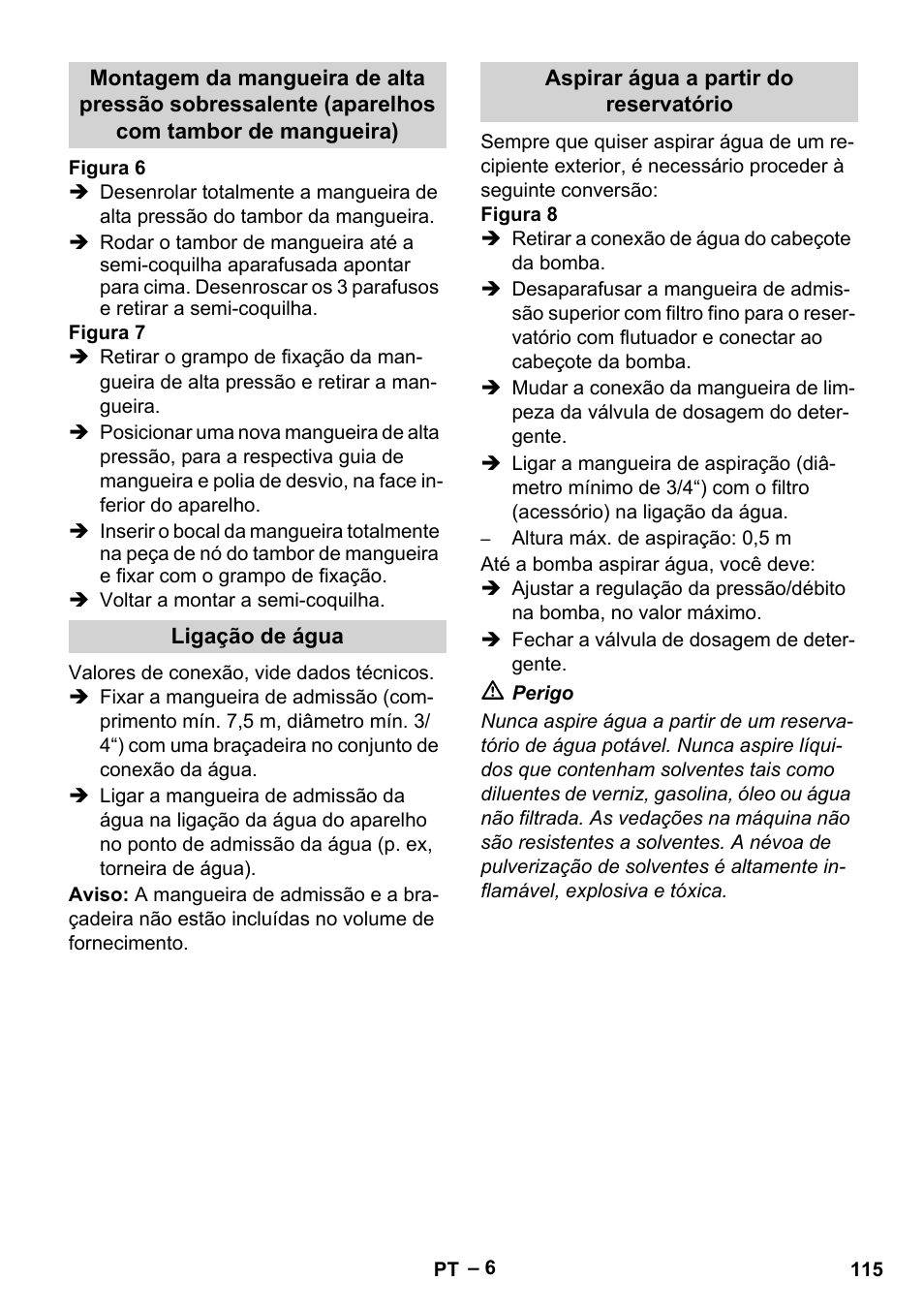 Ligação de água, Aspirar água a partir do reservatório | Karcher HDS 13-20-4 SX User Manual | Page 115 / 472
