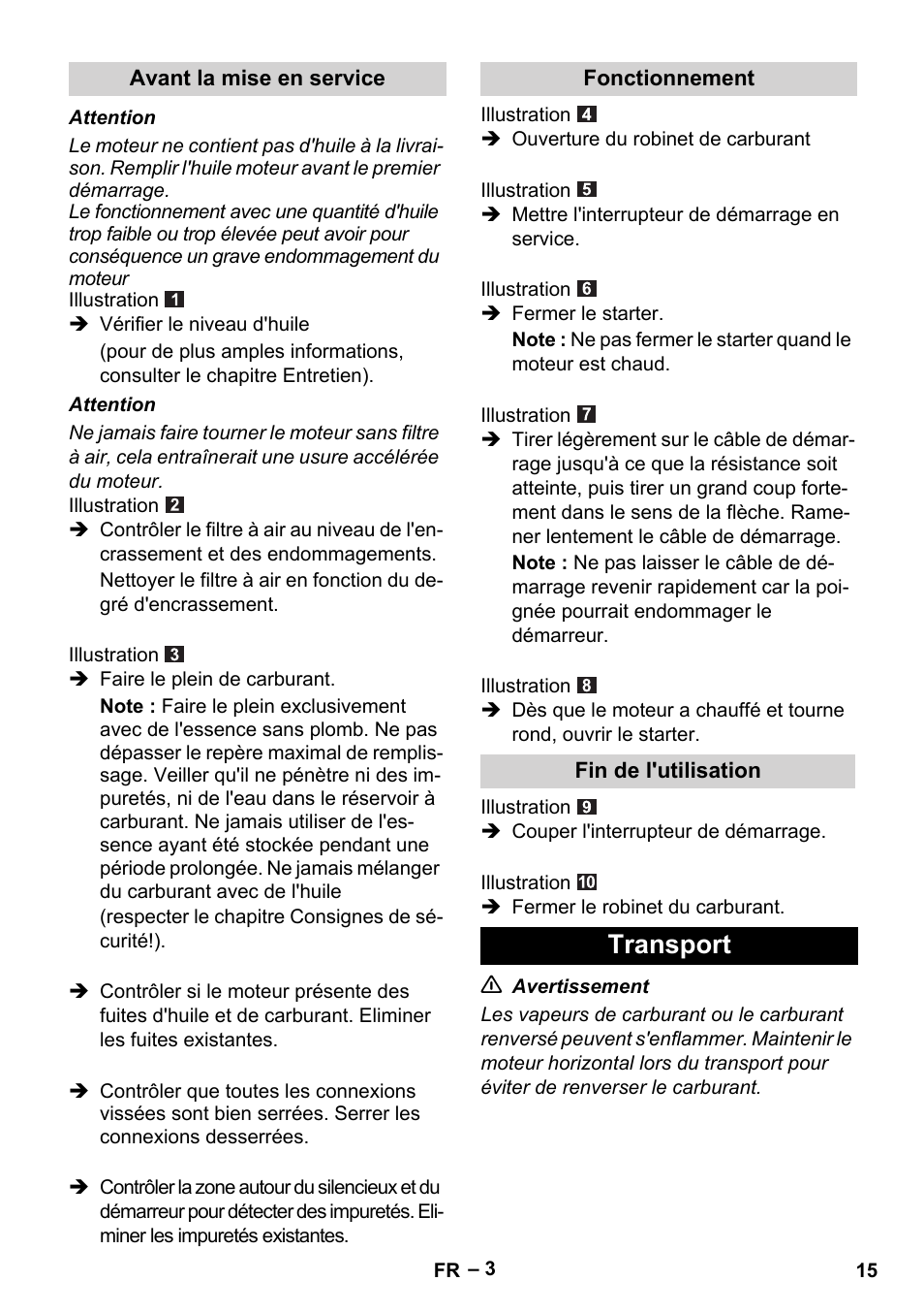 Transport | Karcher G 4-10 M User Manual | Page 15 / 137