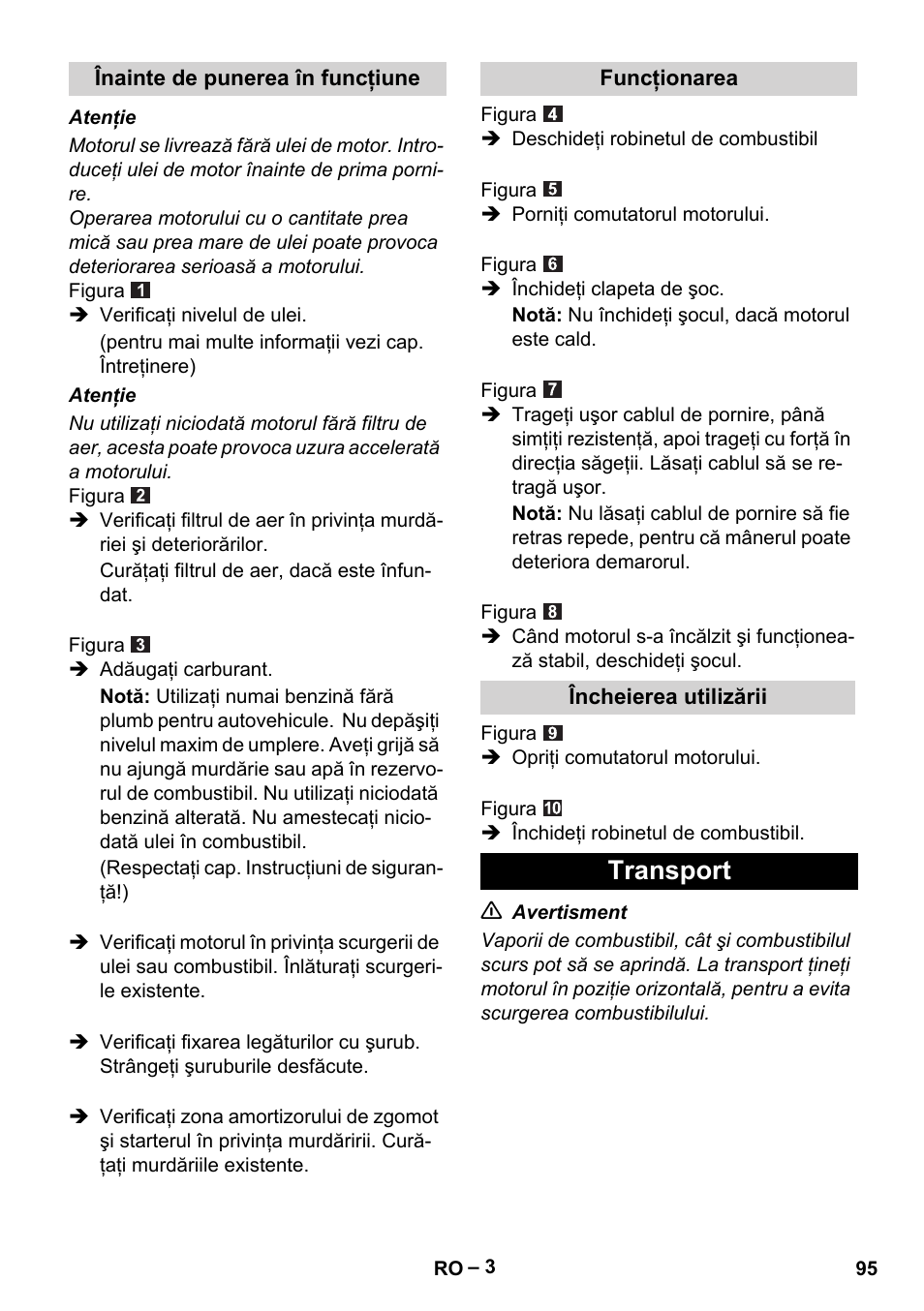 Transport | Karcher G 4-10 M User Manual | Page 95 / 137