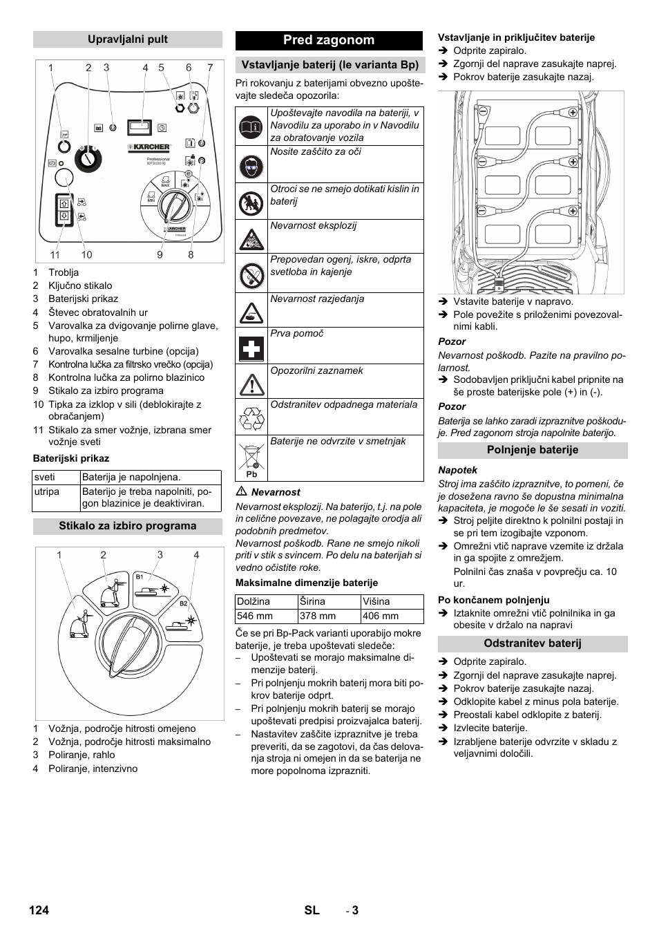 Pred zagonom | Karcher BDP 50 - 2000 RS Bp Pack User Manual | Page 124 / 236