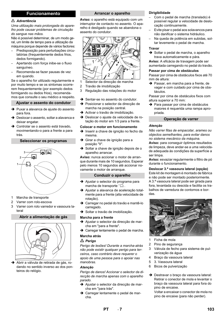 Funcionamento | Karcher KM 150-500 LPG User Manual | Page 103 / 457