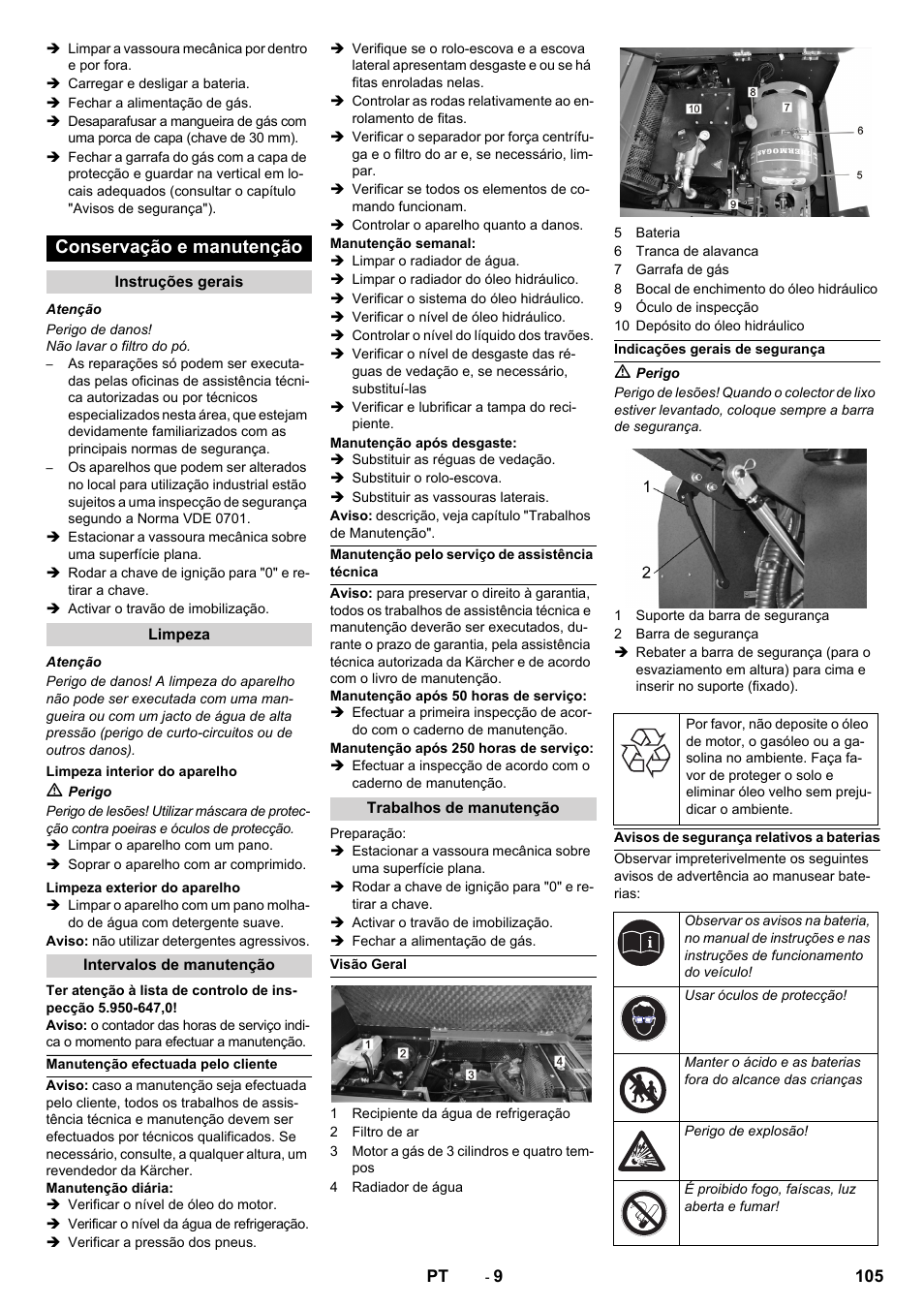 Conservação e manutenção | Karcher KM 150-500 LPG User Manual | Page 105 / 457