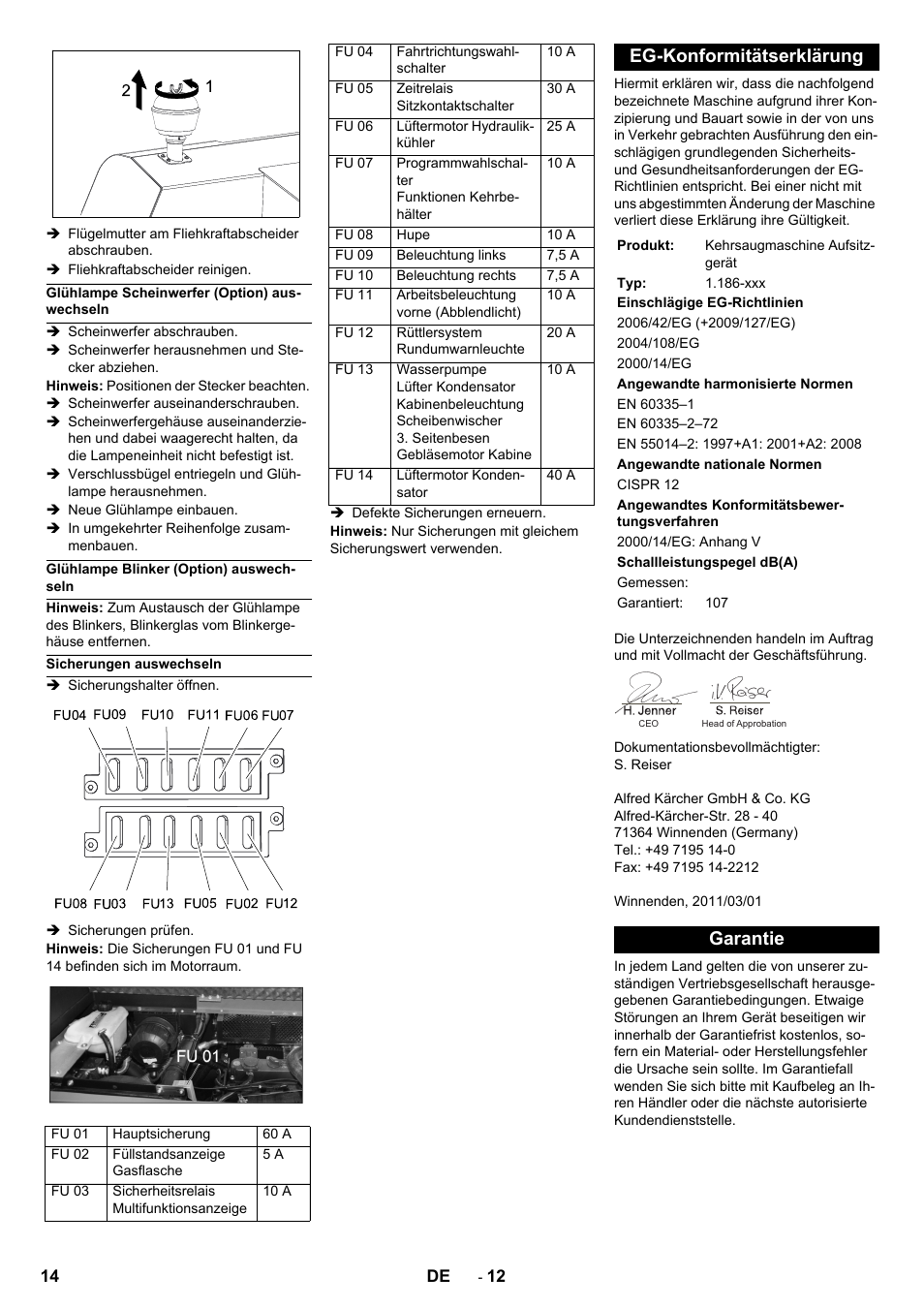 Eg-konformitätserklärung, Garantie | Karcher KM 150-500 LPG User Manual | Page 14 / 457