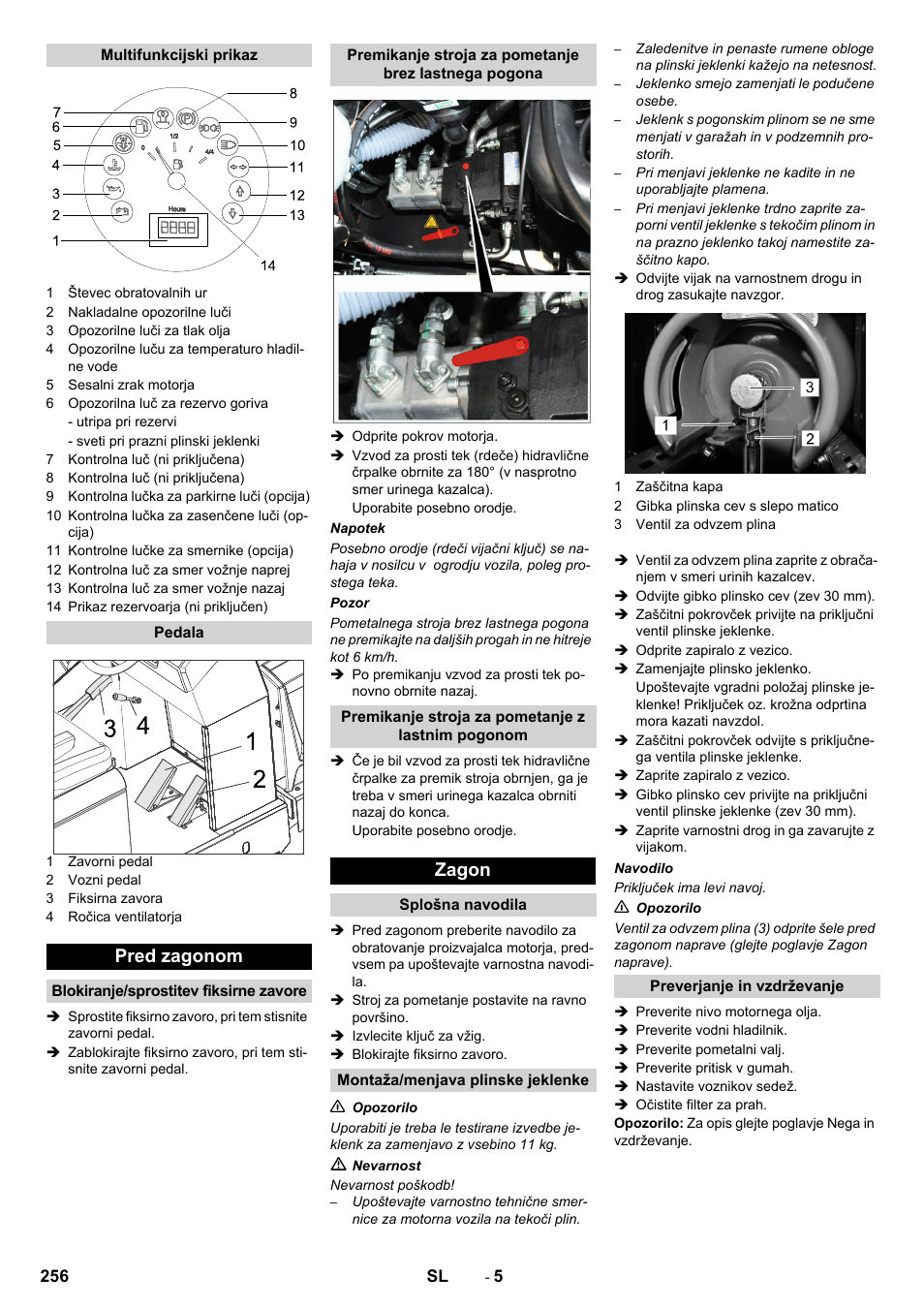 Pred zagonom, Zagon | Karcher KM 150-500 LPG User Manual | Page 256 / 457