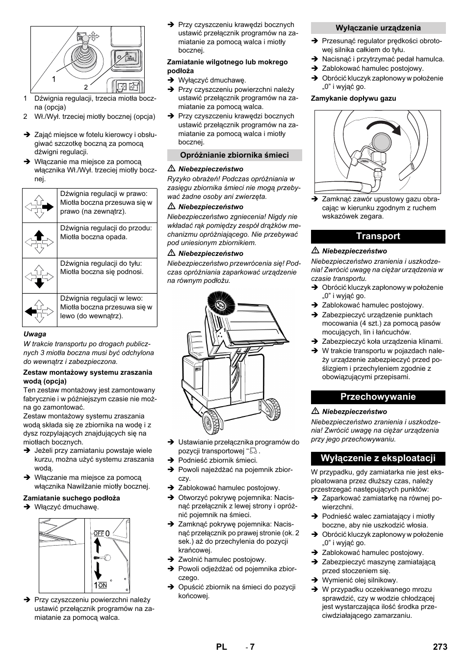 Transport przechowywanie wyłączenie z eksploatacji | Karcher KM 150-500 LPG User Manual | Page 273 / 457