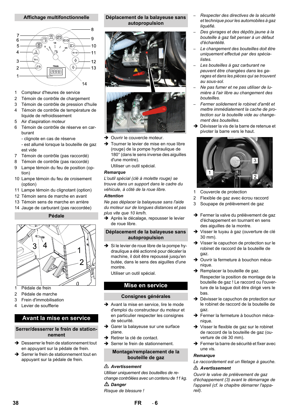 Avant la mise en service, Mise en service | Karcher KM 150-500 LPG User Manual | Page 38 / 457