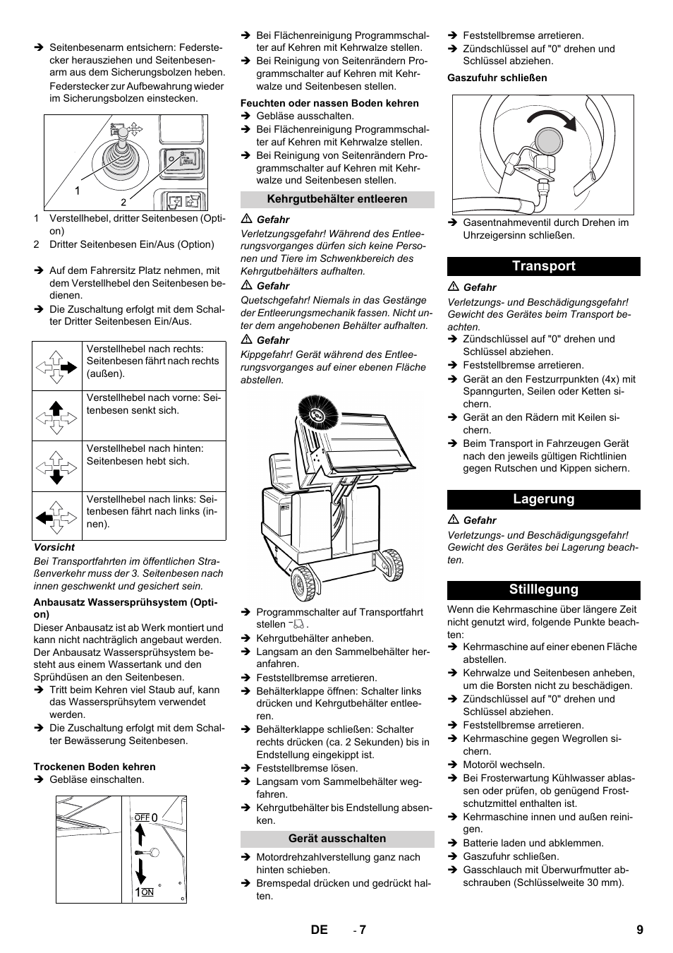 Transport lagerung stilllegung | Karcher KM 150-500 LPG User Manual | Page 9 / 457