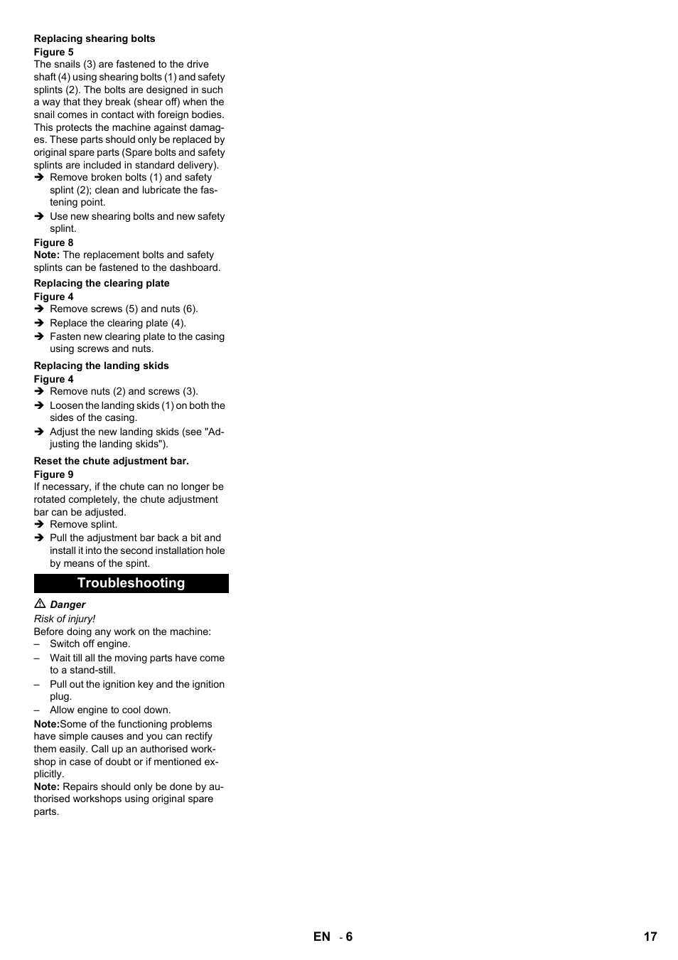 Troubleshooting | Karcher STH 8-66 User Manual | Page 17 / 128