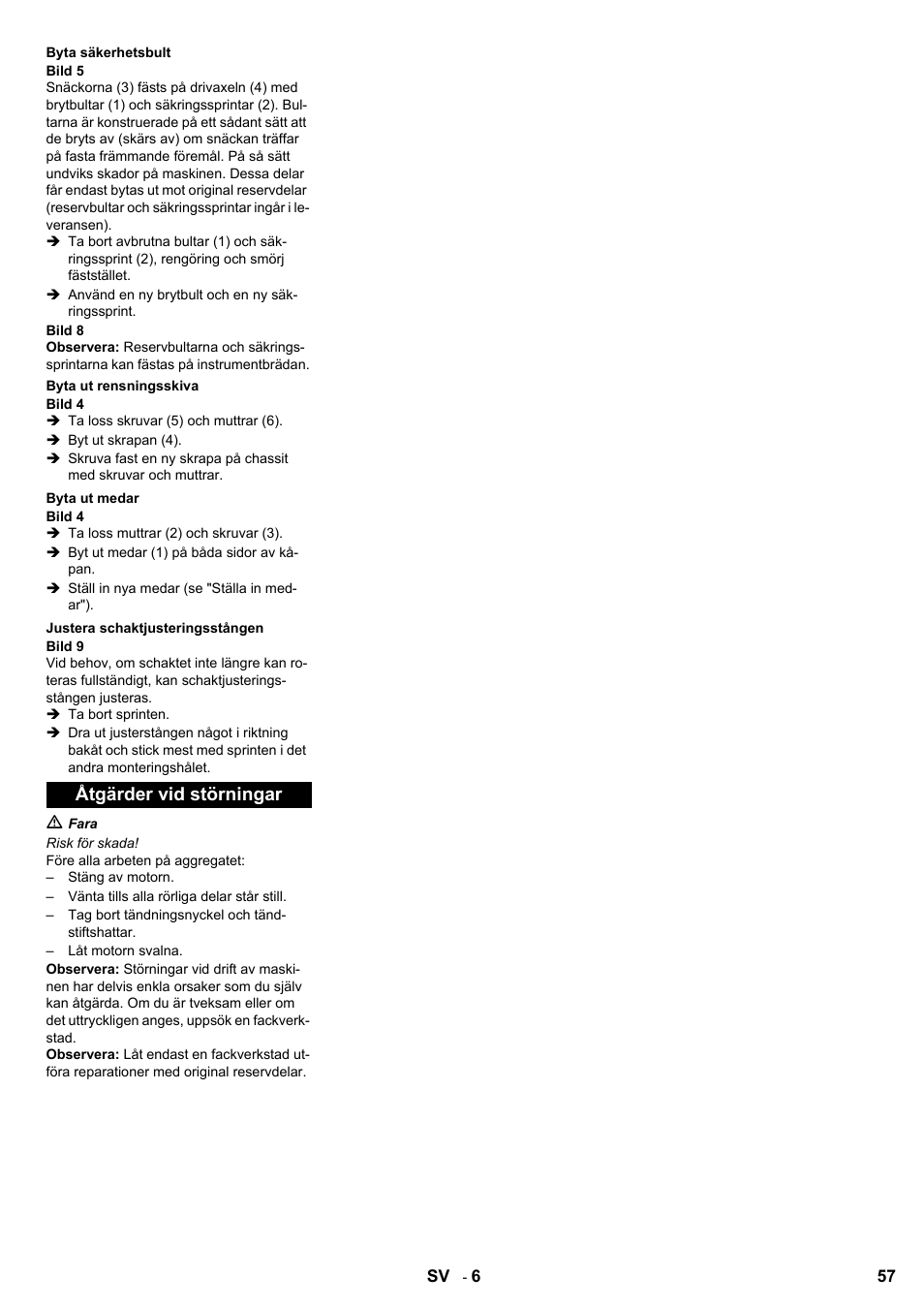 Åtgärder vid störningar | Karcher STH 8-66 User Manual | Page 57 / 128