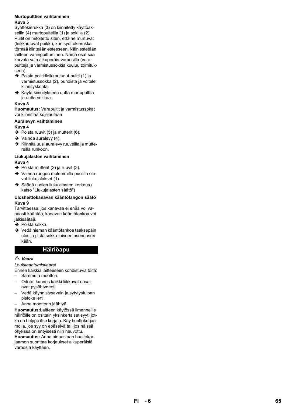 Häiriöapu | Karcher STH 8-66 User Manual | Page 65 / 128