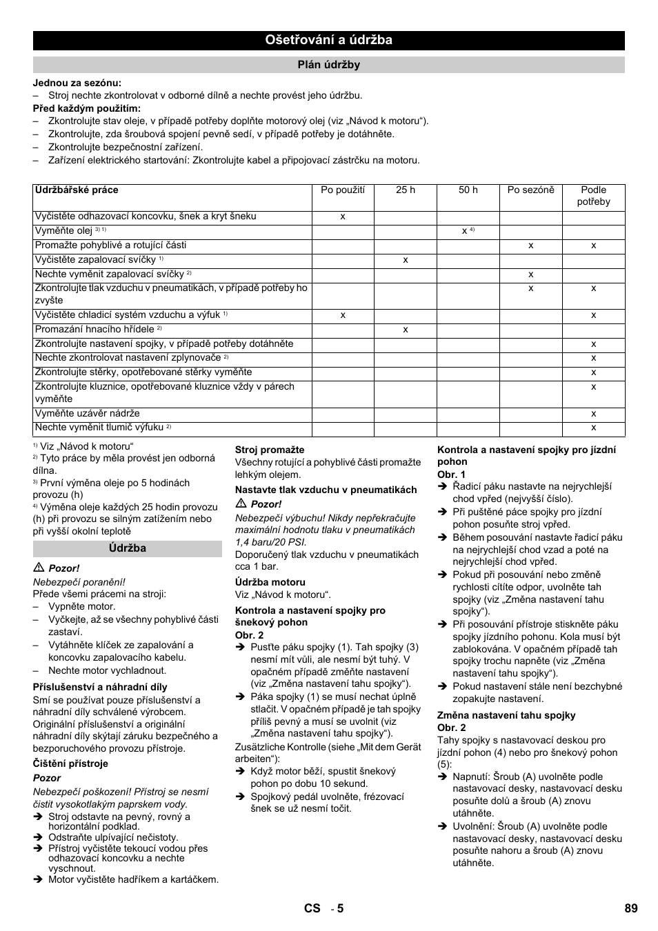 Ošetřování a údržba, 89 cs | Karcher STH 8-66 User Manual | Page 89 / 128