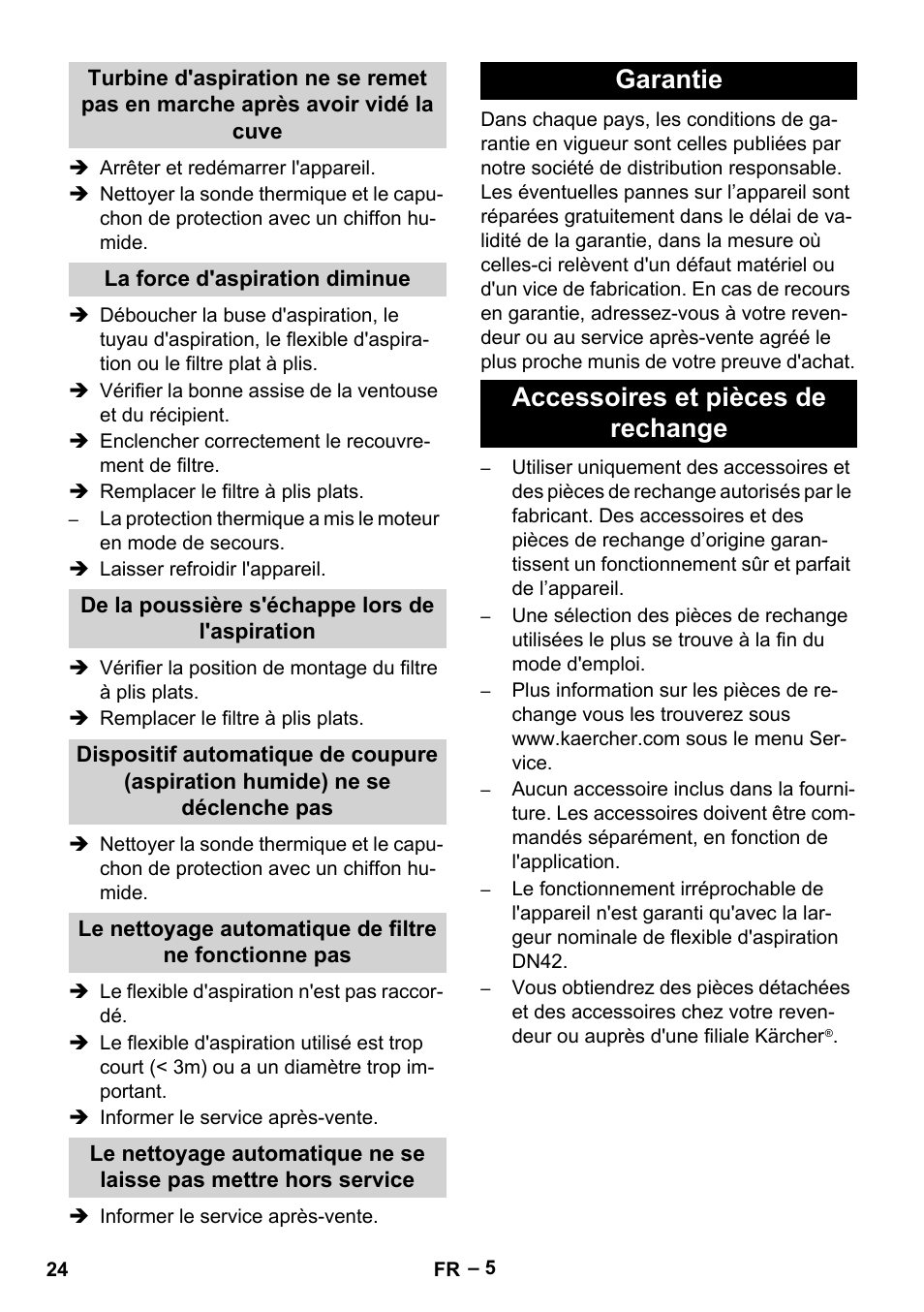 Garantie accessoires et pièces de rechange | Karcher IVC 60-12-1 Tact EC User Manual | Page 24 / 188