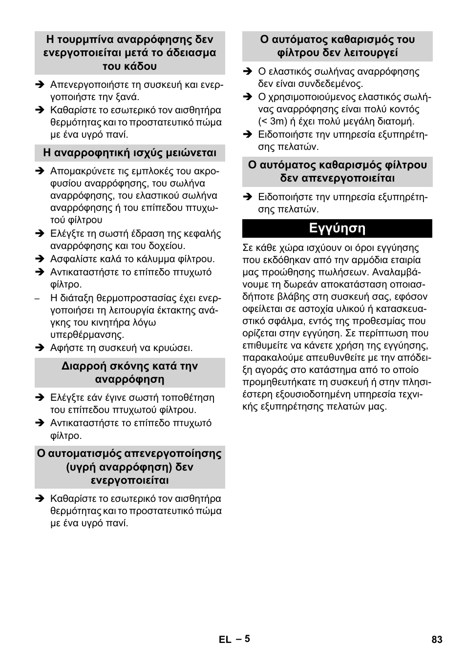Εγγύηση | Karcher IVC 60-12-1 Tact EC User Manual | Page 83 / 188