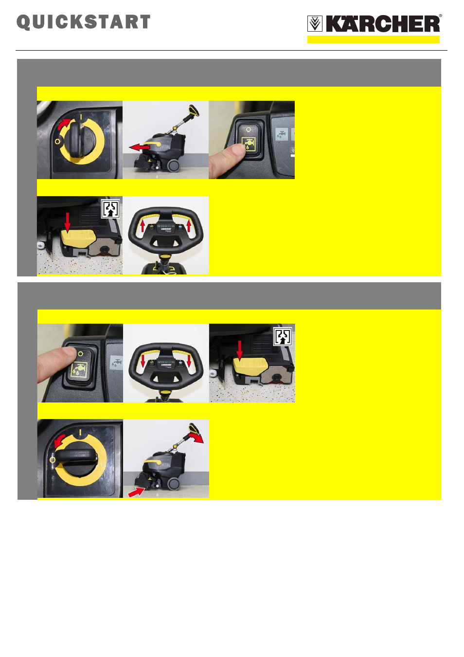 Quickstart, Operation, Finish operation | Karcher BR 35-12 Bp Pack User Manual | Page 2 / 4