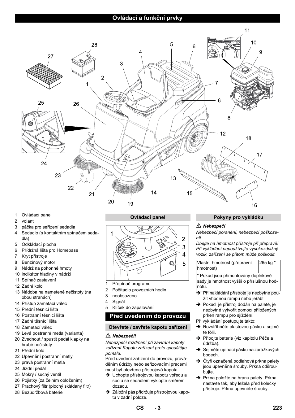 Ovládací a funkční prvky, Před uvedením do provozu | Karcher KM 90-60 R P Advanced User Manual | Page 223 / 397