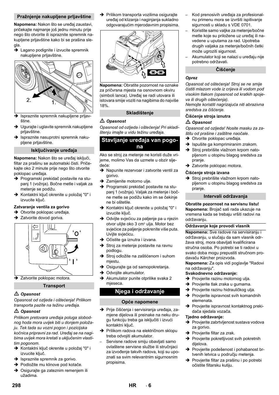 Stavljanje uređaja van pogo- na njega i održavanje | Karcher KM 90-60 R P Advanced User Manual | Page 298 / 397