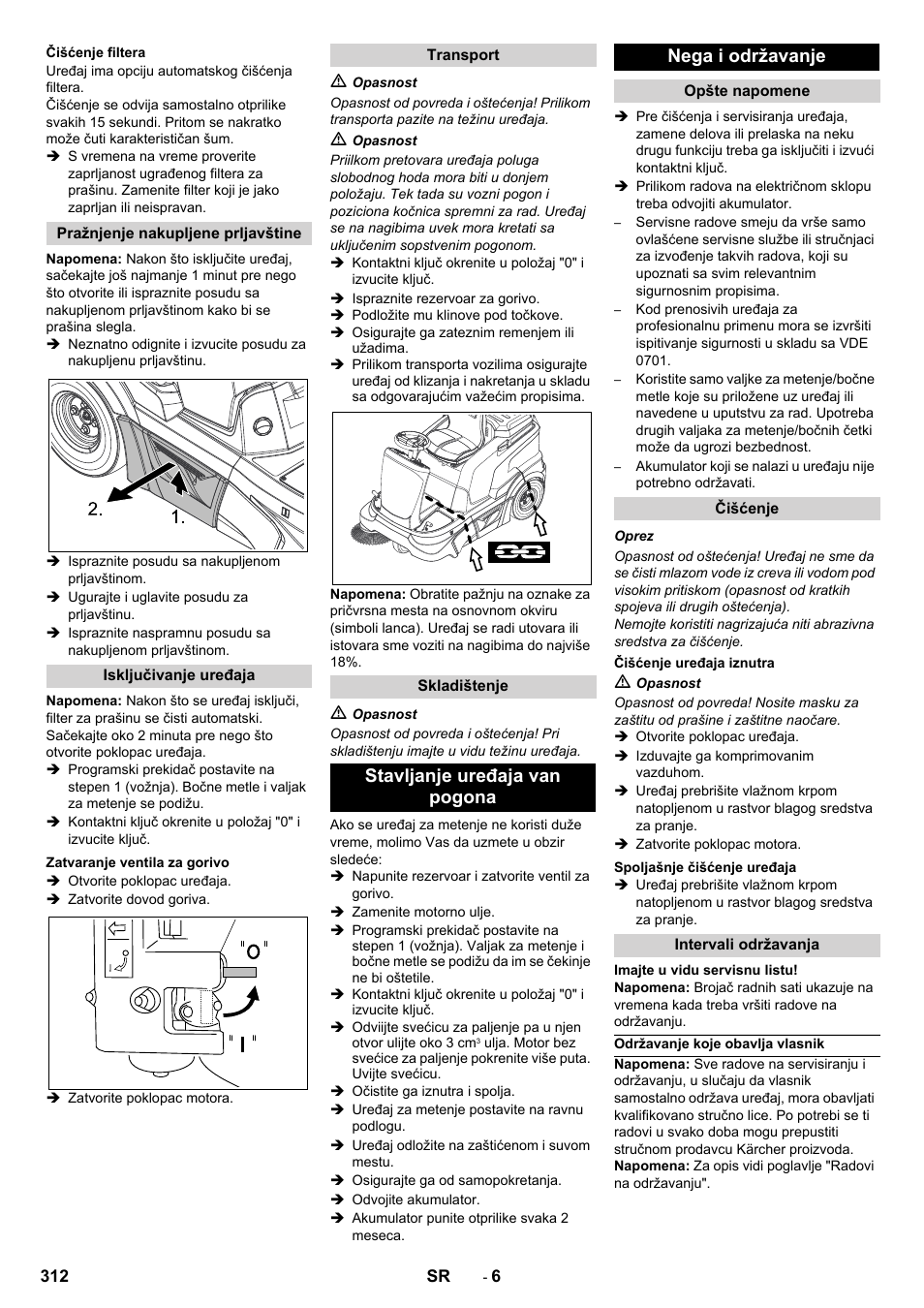 Stavljanje uređaja van pogona nega i održavanje | Karcher KM 90-60 R P Advanced User Manual | Page 312 / 397