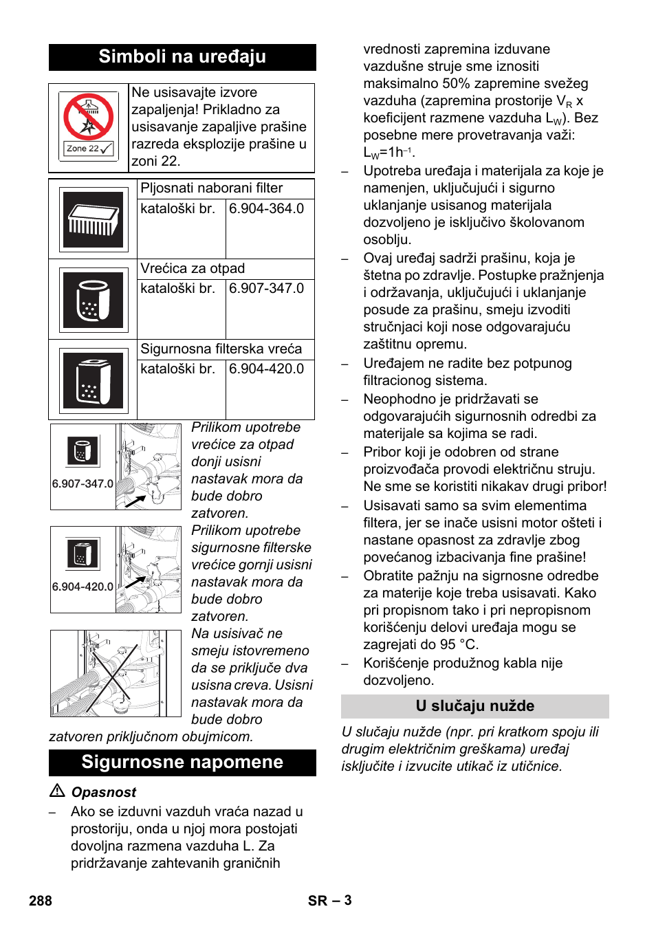Simboli na uređaju, Sigurnosne napomene | Karcher IVC 60-12-1 Ec H Z22 User Manual | Page 288 / 372