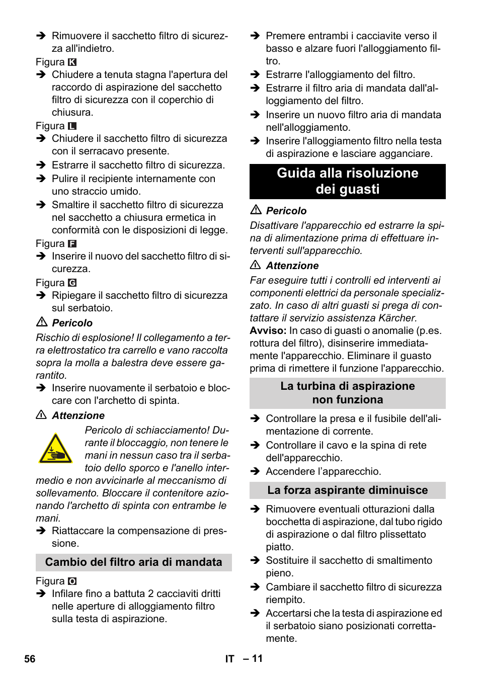 Guida alla risoluzione dei guasti | Karcher IVC 60-12-1 Ec H Z22 User Manual | Page 56 / 372