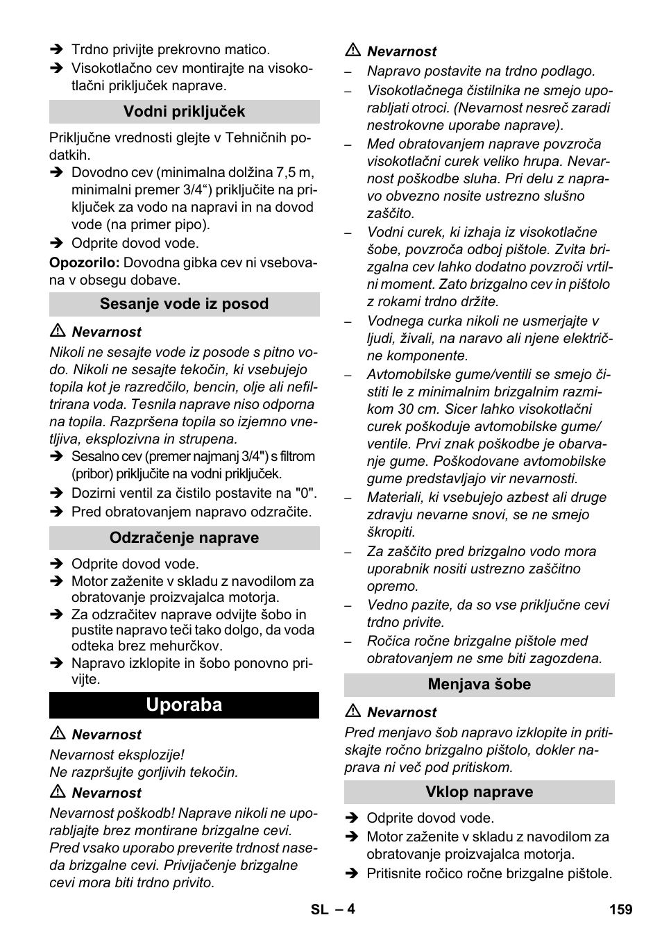 Uporaba | Karcher HD 1050 B User Manual | Page 159 / 270