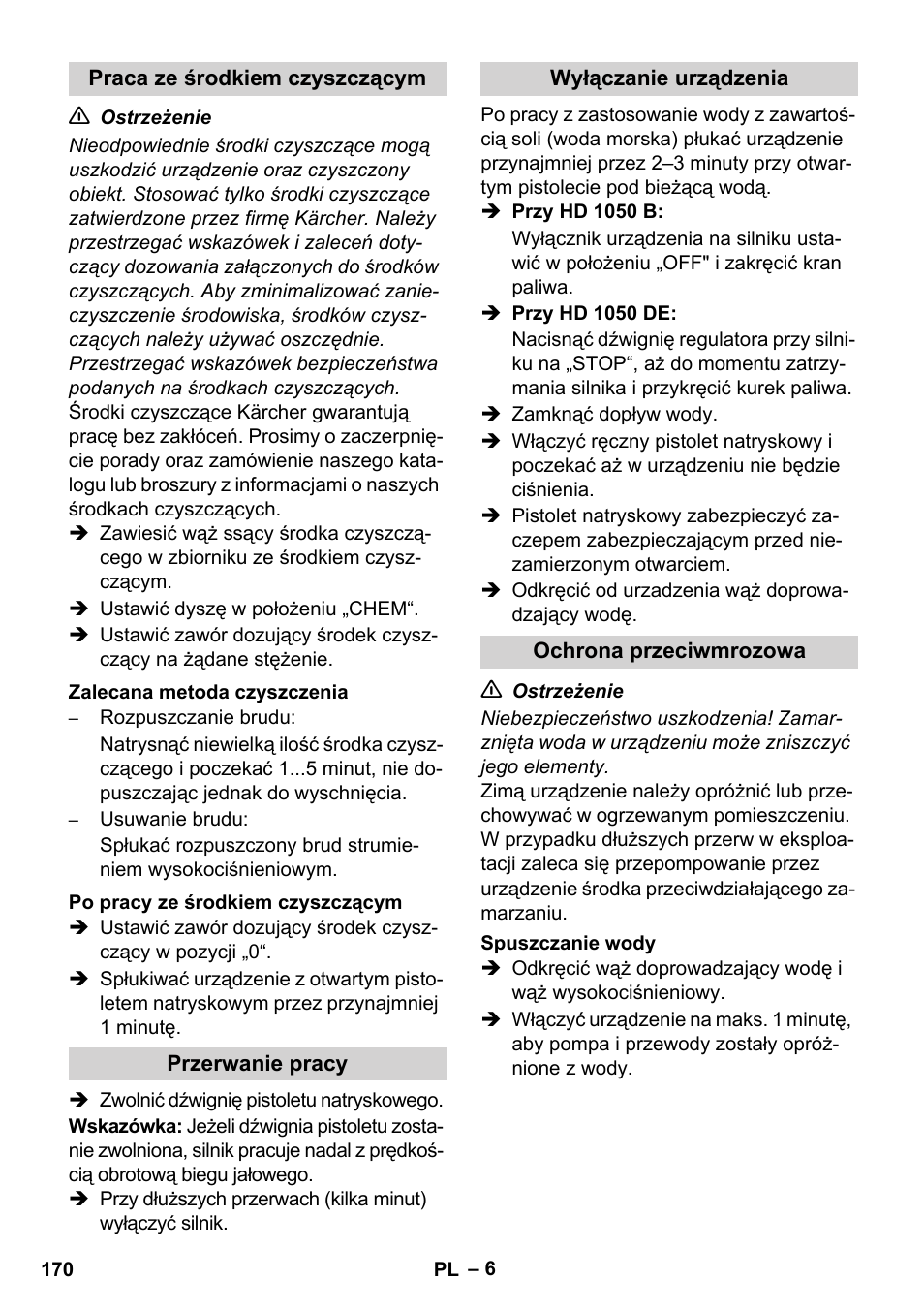 Karcher HD 1050 B User Manual | Page 170 / 270