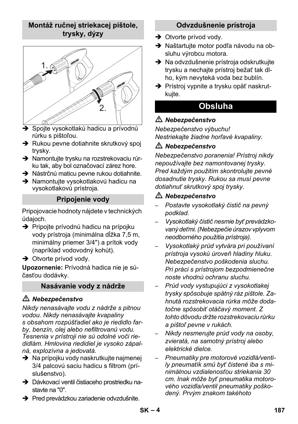 Obsluha | Karcher HD 1050 B User Manual | Page 187 / 270