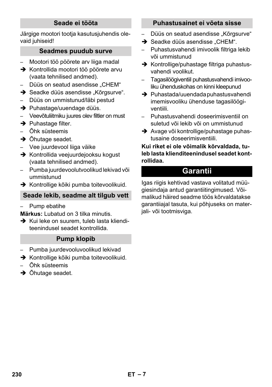 Garantii | Karcher HD 1050 B User Manual | Page 230 / 270