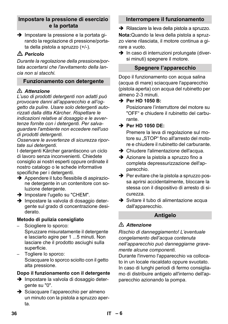 Karcher HD 1050 B User Manual | Page 36 / 270