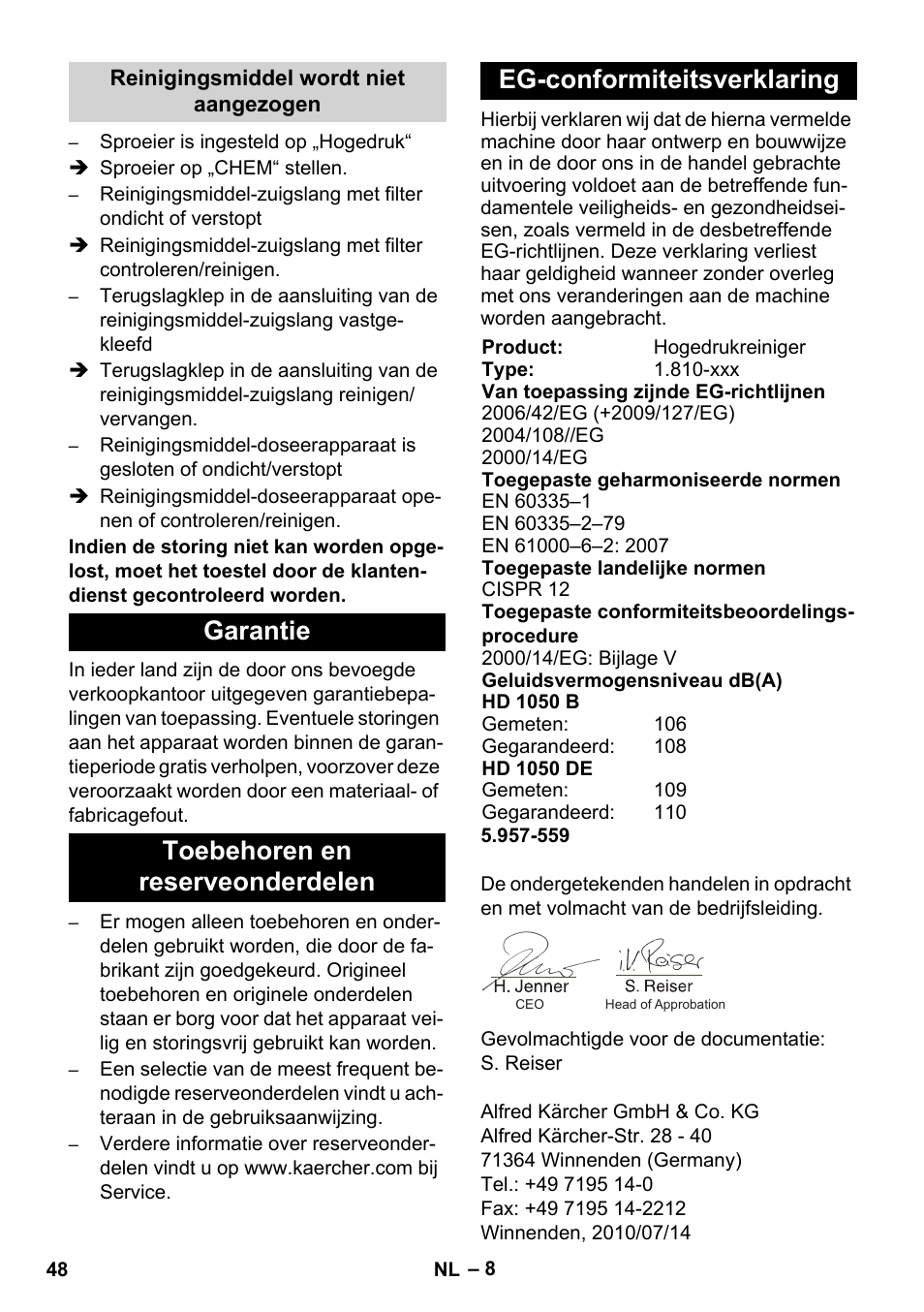 Karcher HD 1050 B User Manual | Page 48 / 270