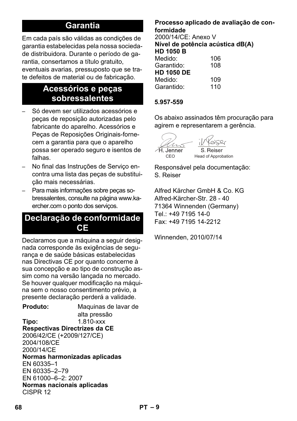 Karcher HD 1050 B User Manual | Page 68 / 270