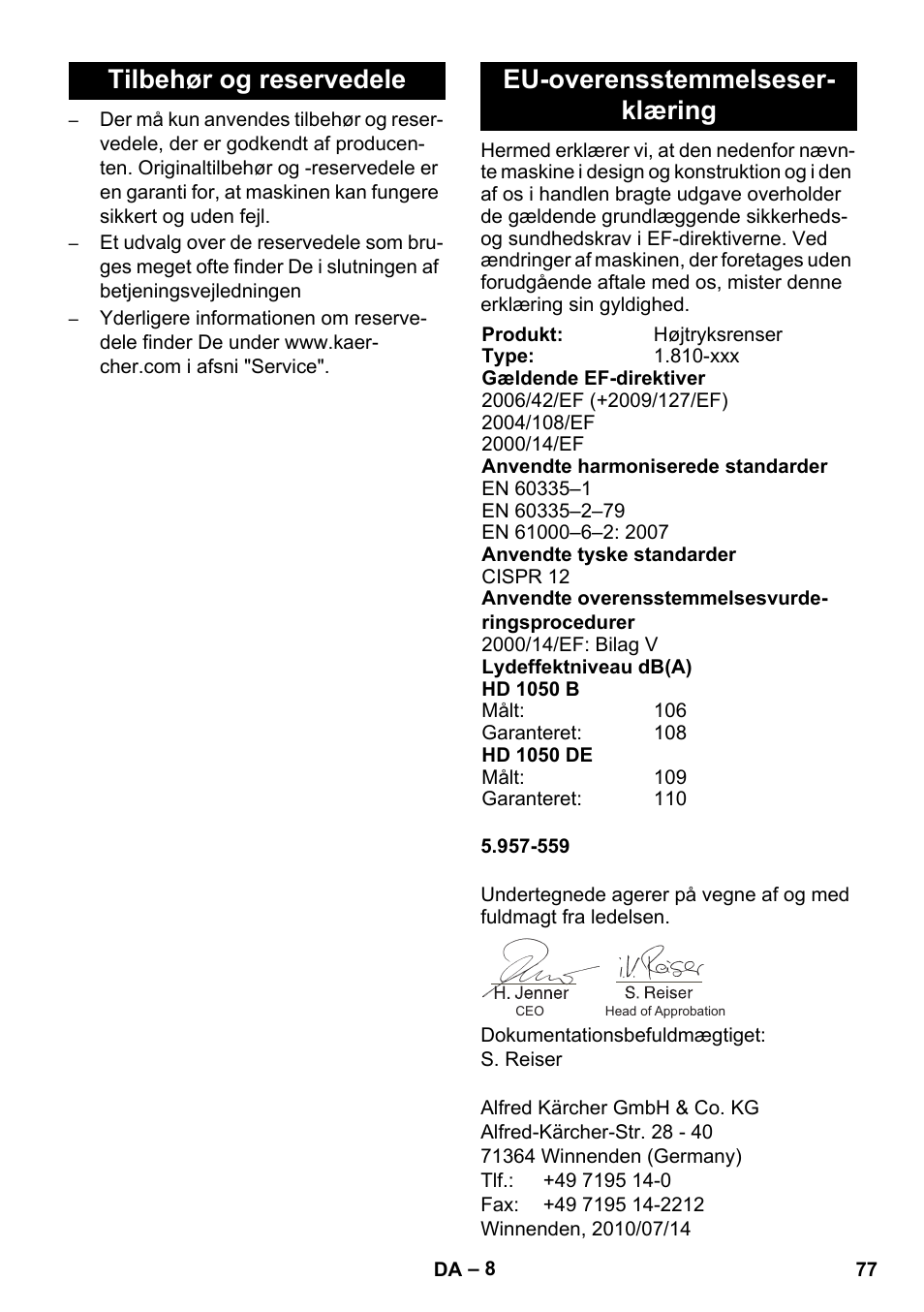 Karcher HD 1050 B User Manual | Page 77 / 270