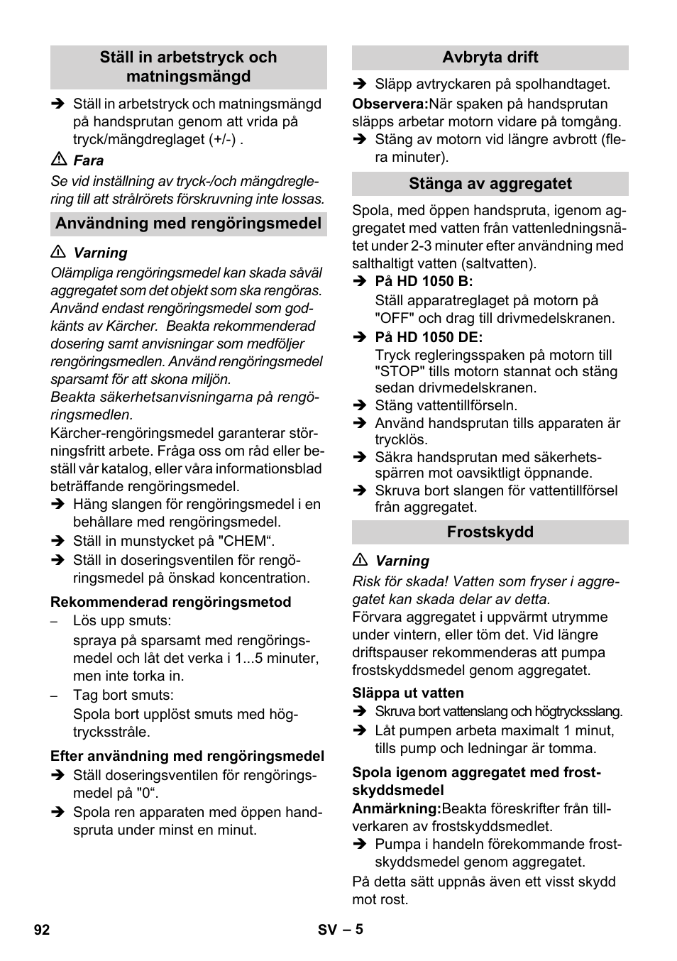Karcher HD 1050 B User Manual | Page 92 / 270