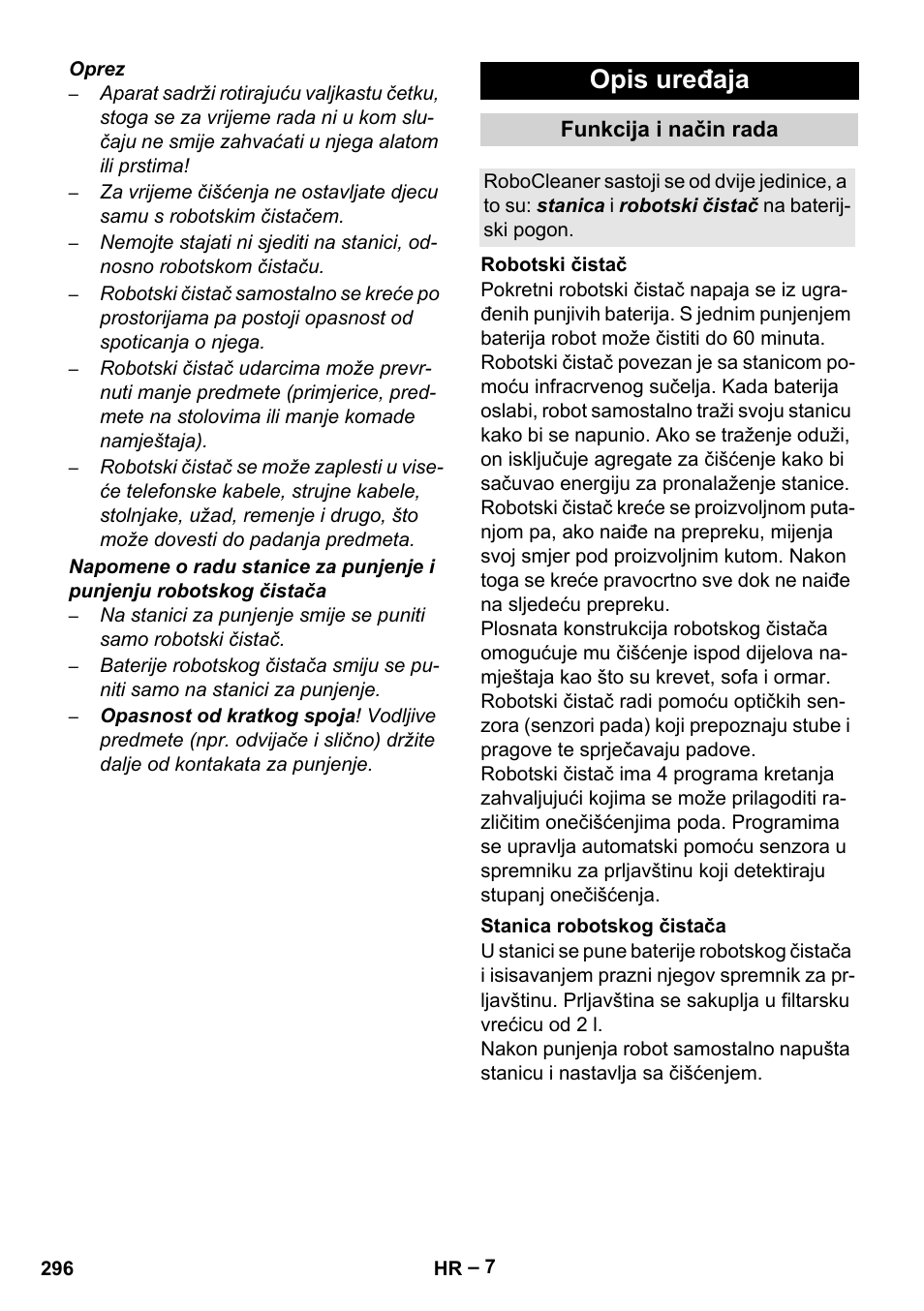 Opis uređaja | Karcher Robot RC 3000 User Manual | Page 296 / 400