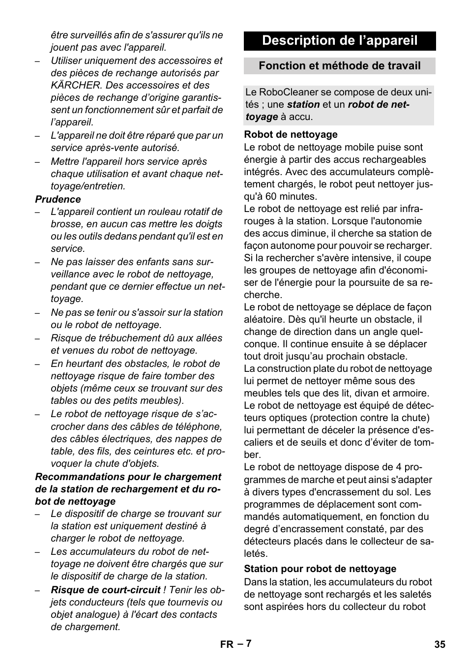 Description de l’appareil | Karcher Robot RC 3000 User Manual | Page 35 / 400