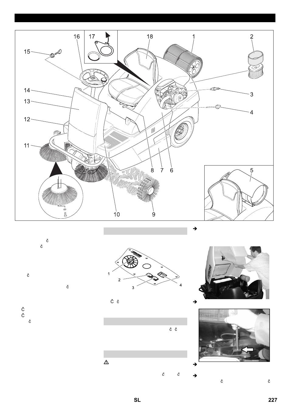 Upravljalni in funkcijski elementi | Karcher KM 100-100 R P User Manual | Page 227 / 380