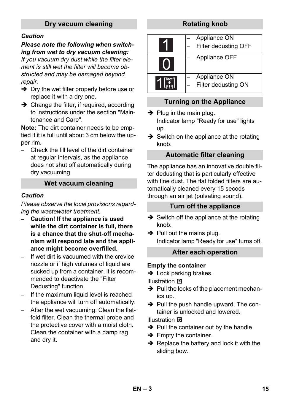 Karcher IVC 60-30 Tact User Manual | Page 15 / 192