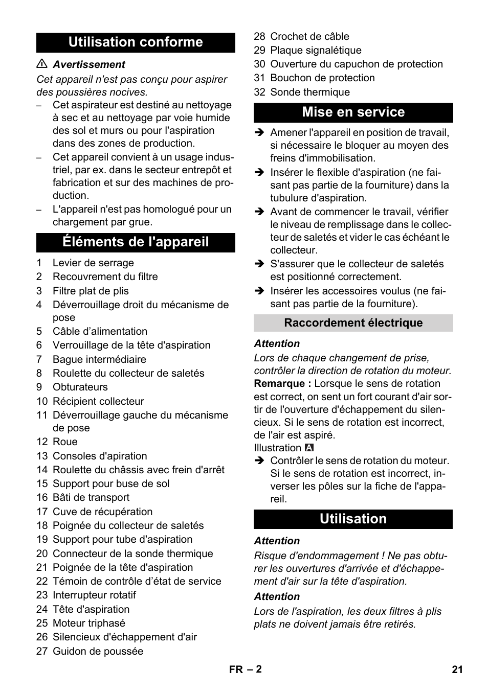 Utilisation | Karcher IVC 60-30 Tact User Manual | Page 21 / 192