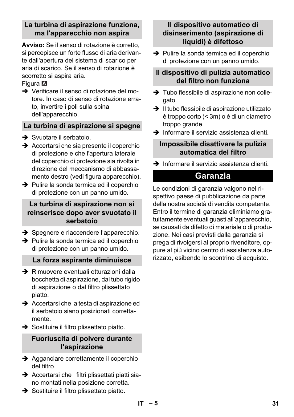 Garanzia | Karcher IVC 60-30 Tact User Manual | Page 31 / 192