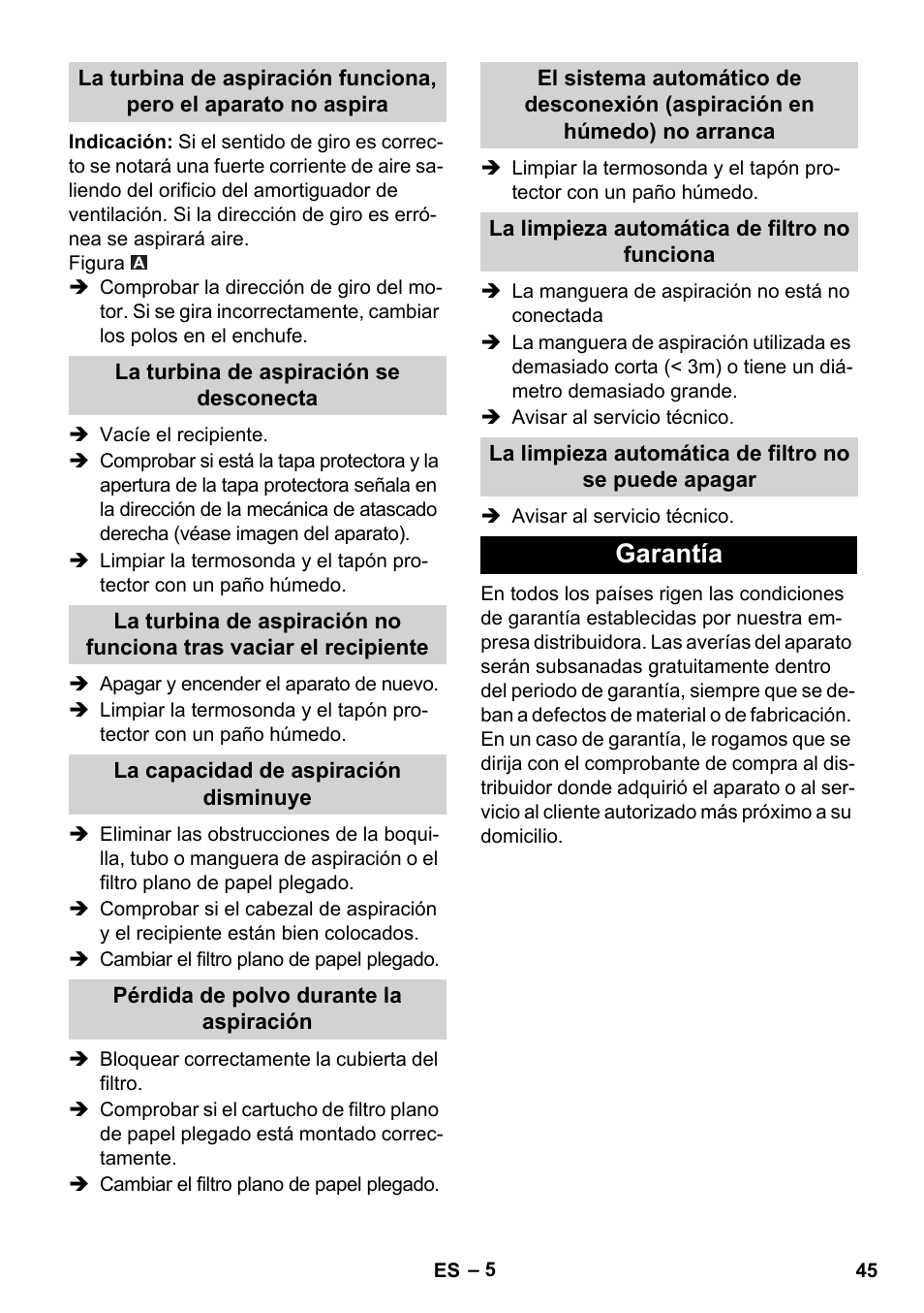 Garantía | Karcher IVC 60-30 Tact User Manual | Page 45 / 192