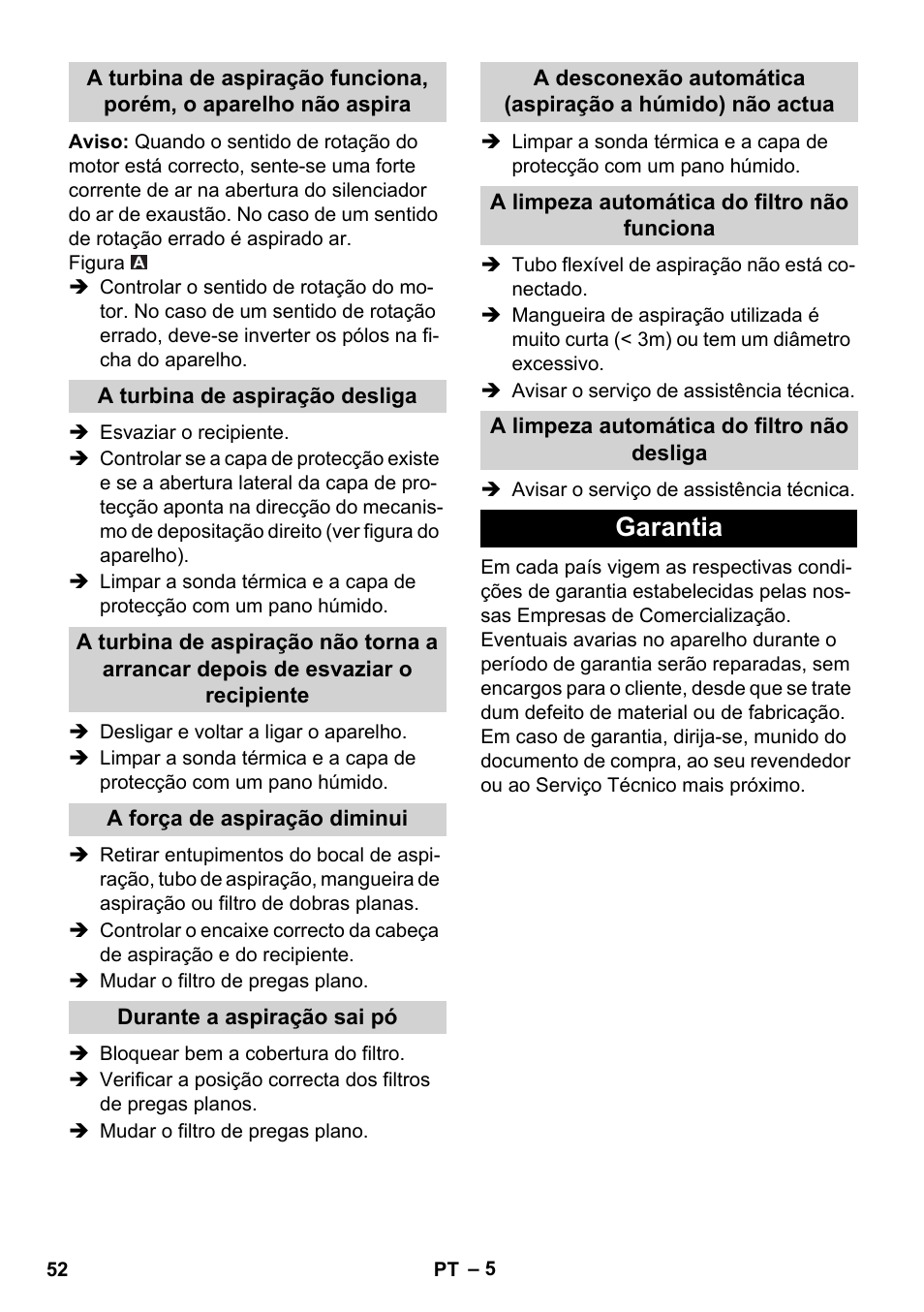 Garantia | Karcher IVC 60-30 Tact User Manual | Page 52 / 192