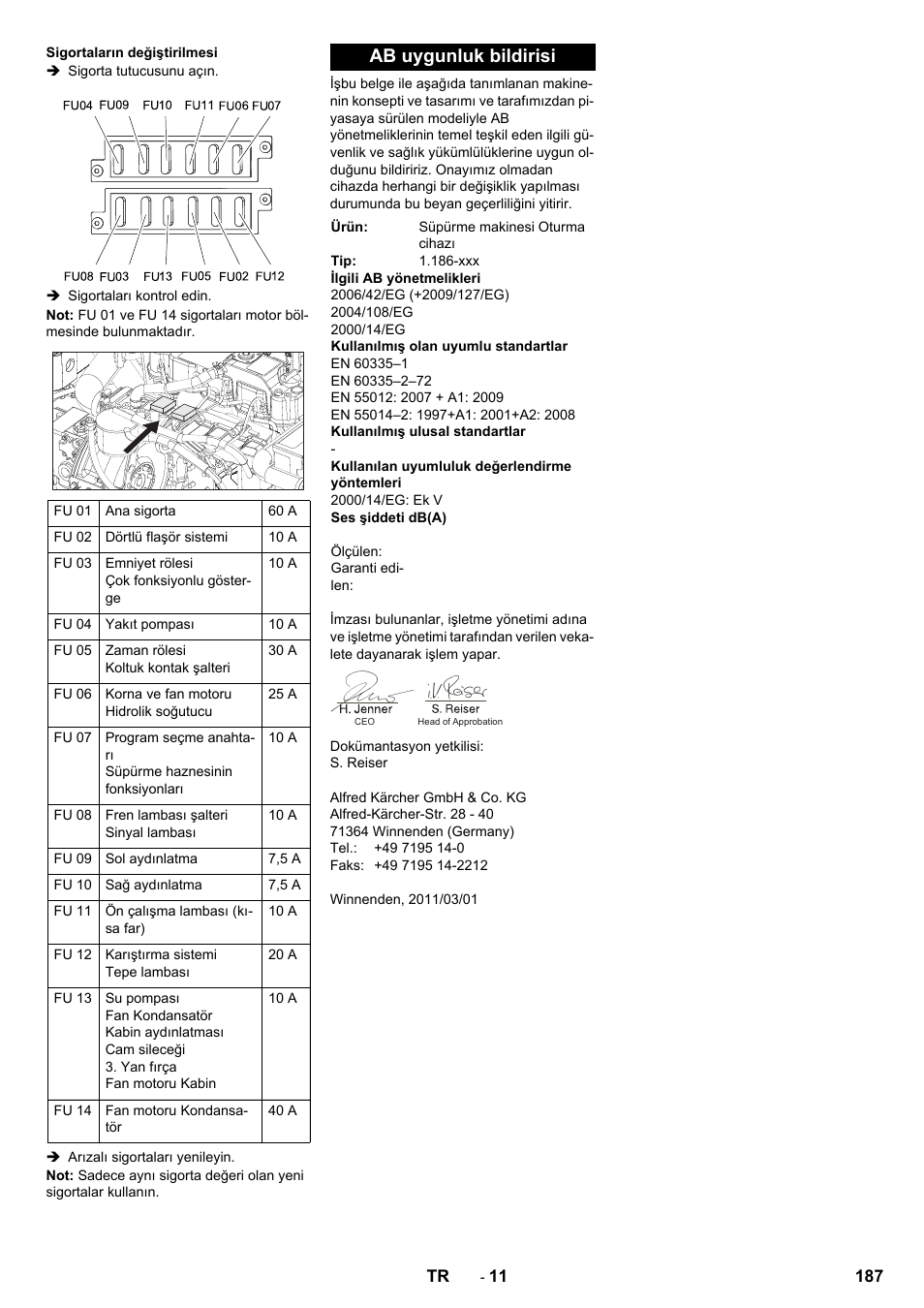 Ab uygunluk bildirisi | Karcher KM 170-600 D User Manual | Page 187 / 428