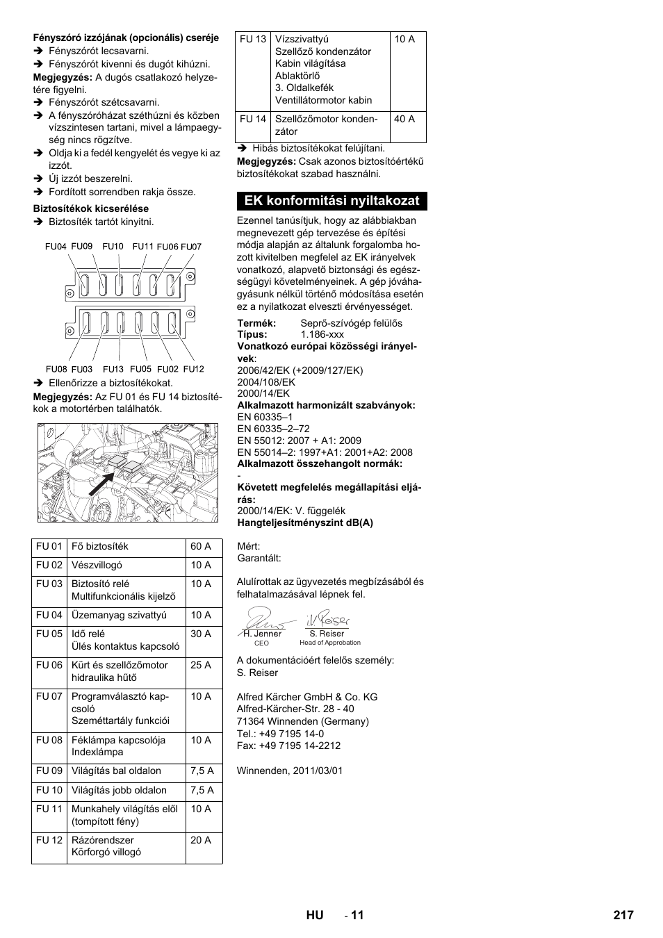 Ek konformitási nyiltakozat | Karcher KM 170-600 D User Manual | Page 217 / 428