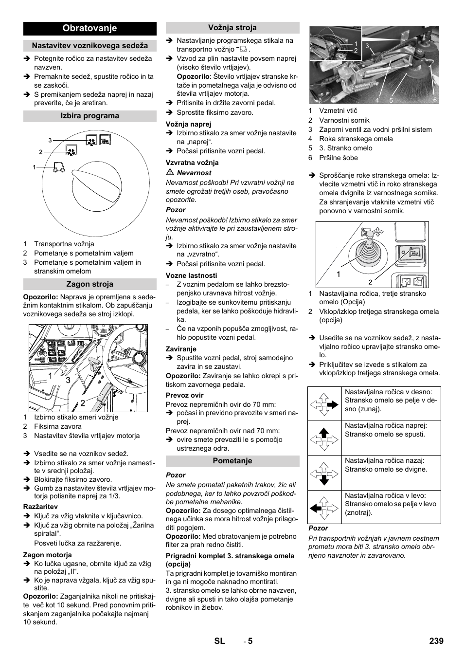 Obratovanje | Karcher KM 170-600 D User Manual | Page 239 / 428
